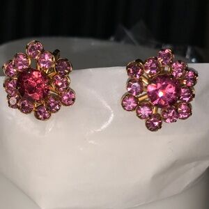 Chic Pink and Gold Crystal Earrings